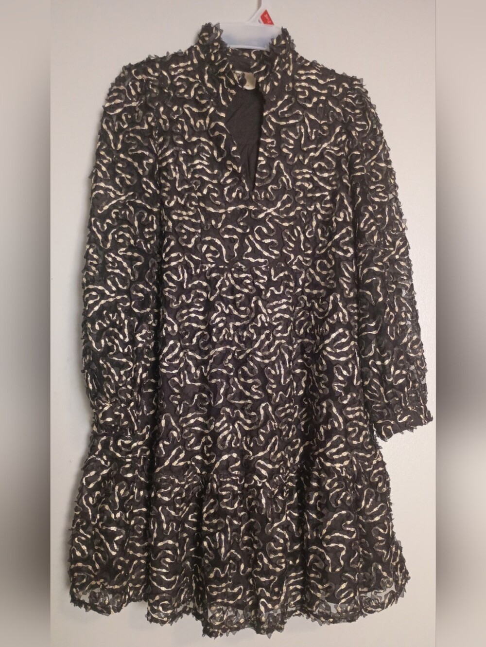 Tuckernuck Textured Black and Ivory Long Sleeve Dress